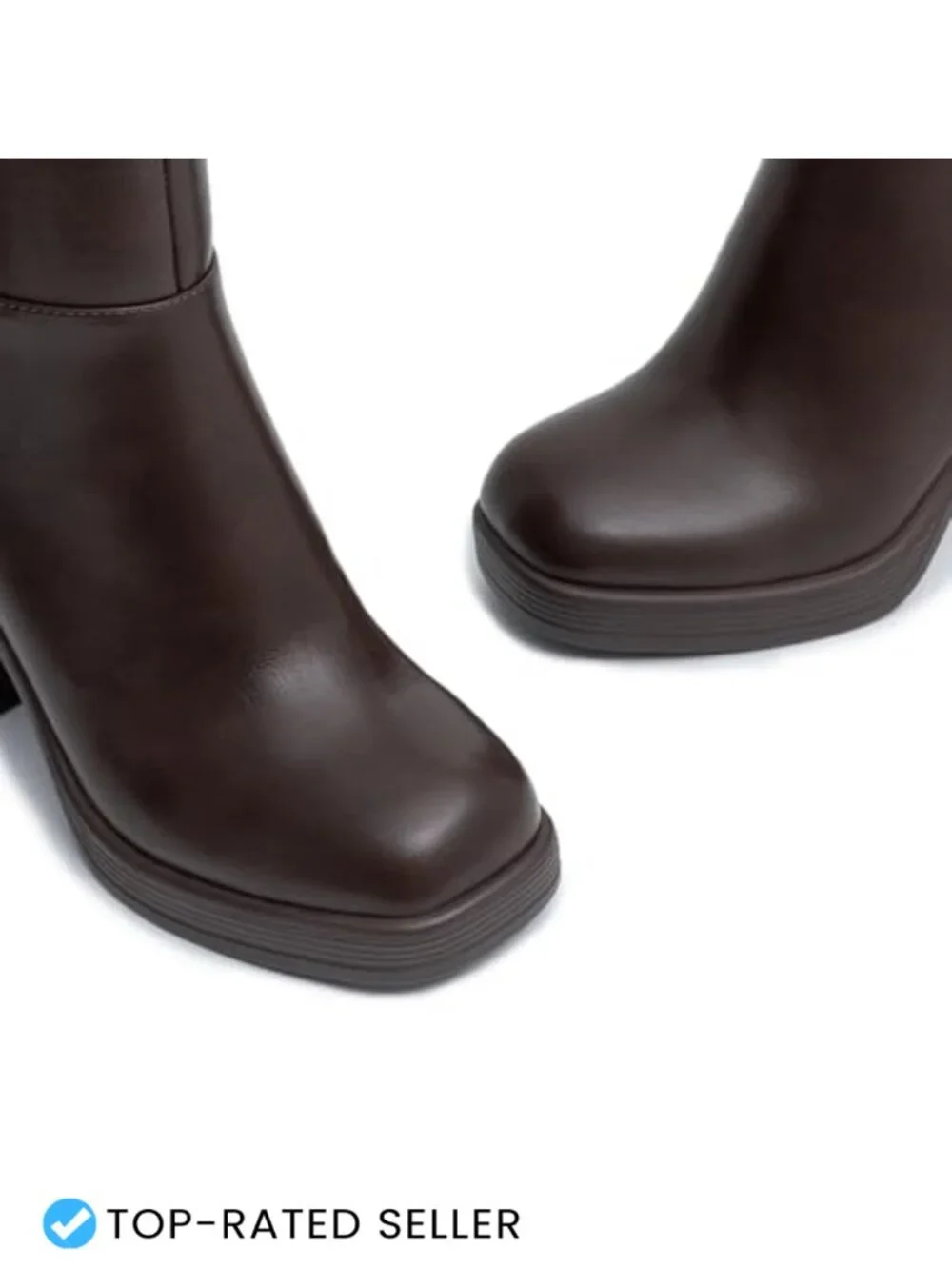 Chunky Heel Platform Ankle Boots Square Toe Side Zipper Non-Slip Women's Booties